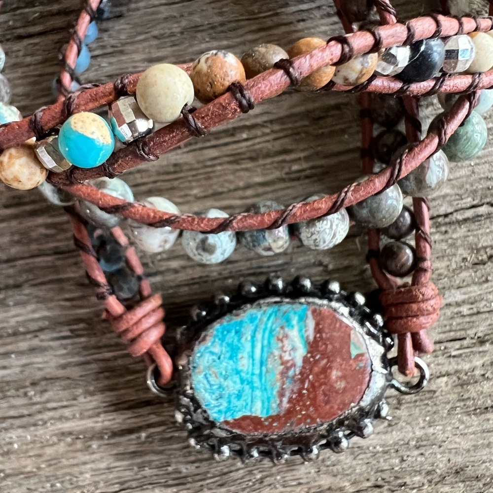 Bohemian Beaded Wrap Bracelet with Turquoise Accents - Picture 4 of 6